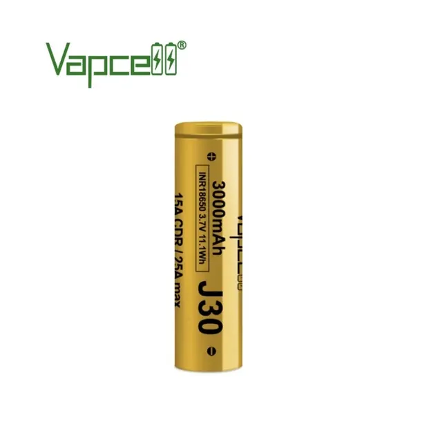 ถ่านชาร์จ Vapcell ทอง 18650 J30 3000mAh 15A/25A