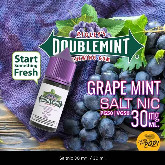 หมากฝรั่งองุ่น มิ้นท์ Doublemint Grape Mint Salt Nic 30 ml