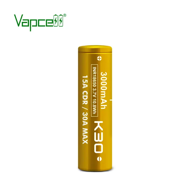 ถ่านชาร์จ Vapcell ทอง 18650 K30 3000mah 15A/30A