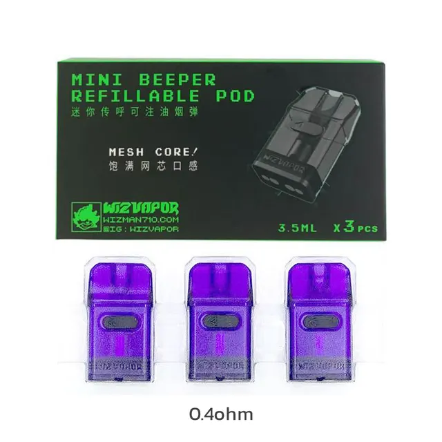 หัวคอยล์ Wizvapor Mini Beeper Refillable Pod 3pcs/Pack (0.4 ohm Pur…